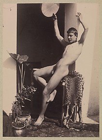 [Young Male Nude Seated on Leopard Skin]