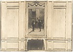 [Dismantled Wood Panelling Photographed in a Courtyard with Photographer Reflected in Mirror Above Mantelpiece]