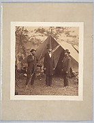 [President Abraham Lincoln, Major General John A. McClernand (right), and E. J. Allen (Allan Pinkerton, left), Chief of the Secret Service of the United States, at Secret Service Department, Headquarters Army of the Potomac, near  Antietam, Maryland]