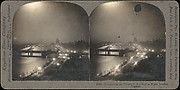 [Group of 5 Stereograph Views of the Thames River at Night, London, England]