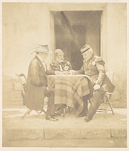 The Council of War on the Morning of the Taking of the Mamelon.  Lord Raglan, Omar Pasha, Marshal Pélissier
