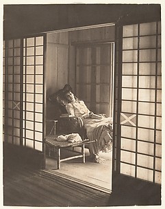 [Olga Reclining in a Wicker Chair, Japan]