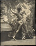 [Male Model Posed Before Backdrop of Painted Trees]