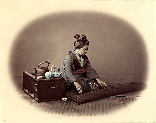 [Woman with Tea Set Playing the Koto]