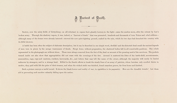 A Harvest of Death, Gettysburg, Pennsylvania