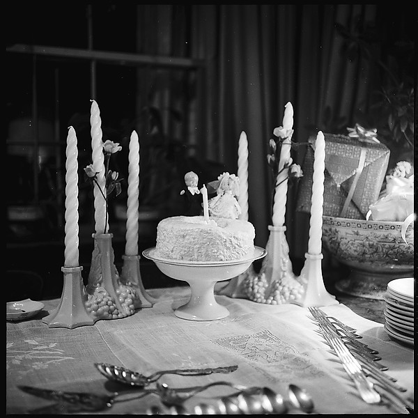 Descriptive Title 3 Views of Wedding Cake on Table Date 1960s