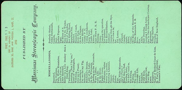 [Group of 107 Stereograph Views of Animals]