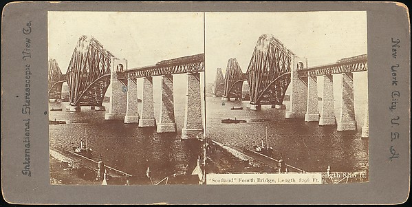 [Group of 7 Stereograph Views of the Forth Bridge, Queensferry, Scotland]
