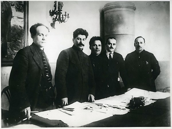 [Nikolai Antipov, Stalin, Sergei Kirov, Nikolai Shvernik, and Nicolay Komarov at Fifteenth Leningrad Regional Party Conference, Leningrad]