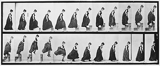 [Woman Climbing Stairs and Jumping Down]