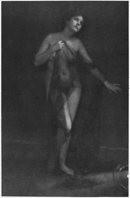[Standing Female Nude Partially Draped in Gauze]