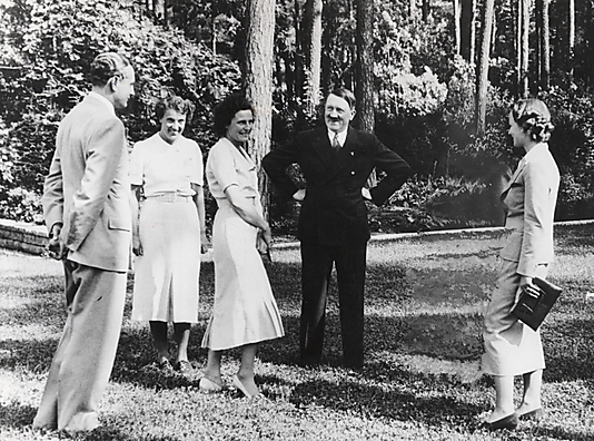 [Heinz Riefenstahl, Dr. Ebersberg, Leni Riefenstahl, Adolf Hitler, and  Ilse Riefenstahl (Wife of Heinz) Visiting Leni Riefenstahl's New Villa in Dahlem, Berlin]