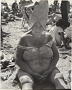 [Beach Scene: Woman Wearing Paper Bag Hat, Coney Island, New York]