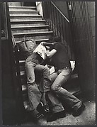 [Street Scene: Couple Kissing on Building Steps, New York City