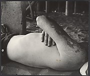 [Beach Scene: Shirtless Man Sleeping Under Boardwalk, Coney Island, New York]