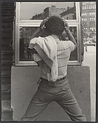 [Street Scene: Young Man Fixing Hair in Window, New York City]