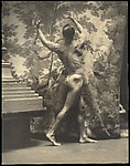 [Male Model Posed Before Backdrop of Painted Trees]