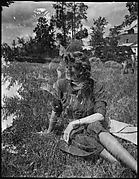 [Double Exposure: Jane Fuller Canfield on Lawn]