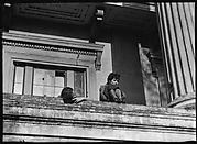 [Jane Ninas and Christine Fairchild on the Balcony of Belle Grove Plantation, White Castle, Louisiana]