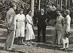 [Heinz Riefenstahl, Dr. Ebersberg, Leni Riefenstahl, Adolf Hitler, Josef Goebbels, and  Ilse Riefenstahl (Wife of Heinz) Visiting Leni Riefenstahl's New Villa in Dahlem, Berlin]