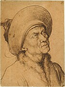 Bust of a Man in a Hat Gazing Upward