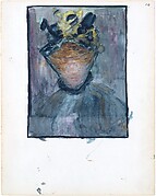 14r. A woman in a veiled hat; 14v. Blank
