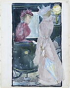 27r. Two women stopping to converse with an acquaintance riding in a carriage; 27v. Two women, one standing, the other sitting in a carriage.