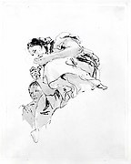 Crouching Woman with a Boy Behind Her