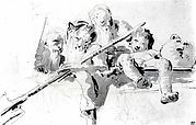 A River God and Other Figures on a Parapet