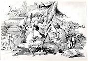 Philosophers Instructing Pupils by an Antique Sarcophagus