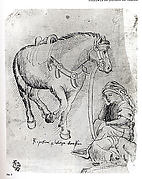 A Man Asleep Alongside a Dog and a Horse