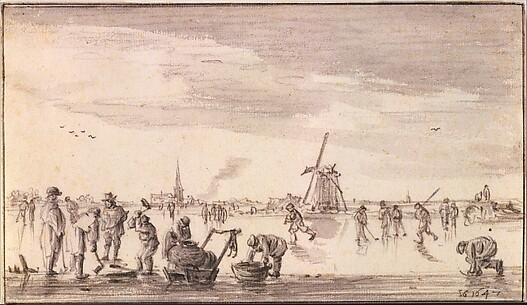 Winter Landscape with Skaters and Fishermen