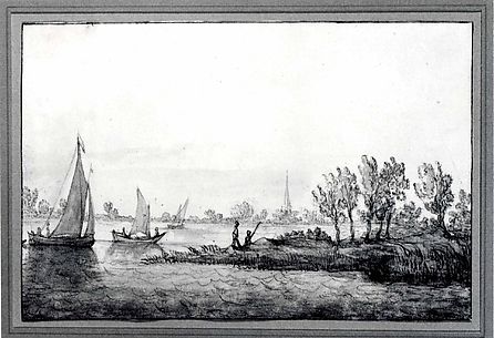 River Landscape with Sailboats