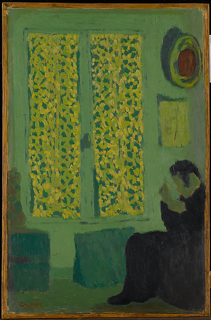 The Green Interior (Figure Seated by a Curtained Window)