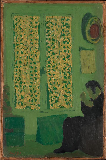 Stunning Image of Edouard Vuillard and The Green Interior (Figure Seated by a Curtained Window) in 1891 