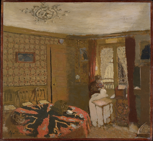 Check Out What Edouard Vuillard and Mme Vuillard Sewing by the Window, rue Truffaut Looked Like  in 1899 