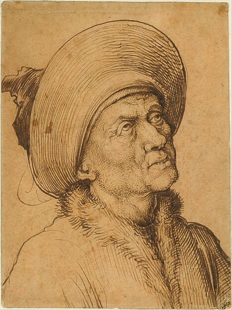 Bust of a Man in a Hat Gazing Upward
