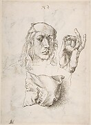 Self-portrait, Study of a Hand and a Pillow (recto); Six Studies of Pillows (verso)