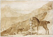 A Horse Attended by an Oriental Groom on a Country Road