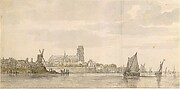 View of the Groote Kerk in Dordrecht from the River Maas