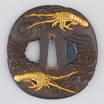 Sword Guard (Tsuba) Depicting Dragon and Paulownia Leaves With