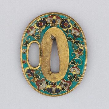 Sword Guard (Tsuba) With the Motif of Chrysanthemums and