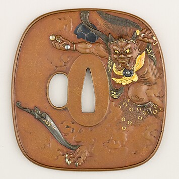 Sword guard (Tsuba) With the Motif of Lǐ Bái Viewing a Waterfall