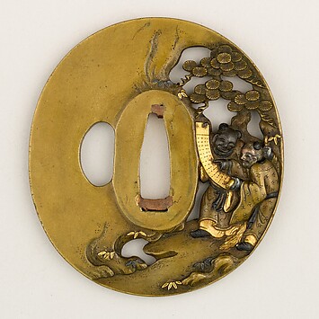 Sword Guard (Tsuba) Depicting Iris in Running Water (水辺の杜若図