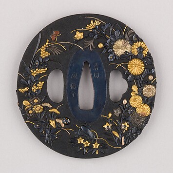 Sword guard (Tsuba) Depicting Hotei (布袋図鐔) - Japanese - The