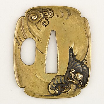 Sword Guard (Tsuba) Depicting Iris in Running Water (水辺の杜若図