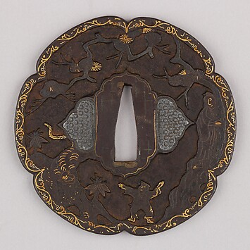 Sword guard (Tsuba) With Cherry Blossom Motif (桜図鐔) - Japanese
