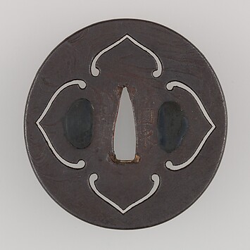 Sword Guard (Tsuba) Depicting Spider Web on Dead Tree (枯木に蜘蛛