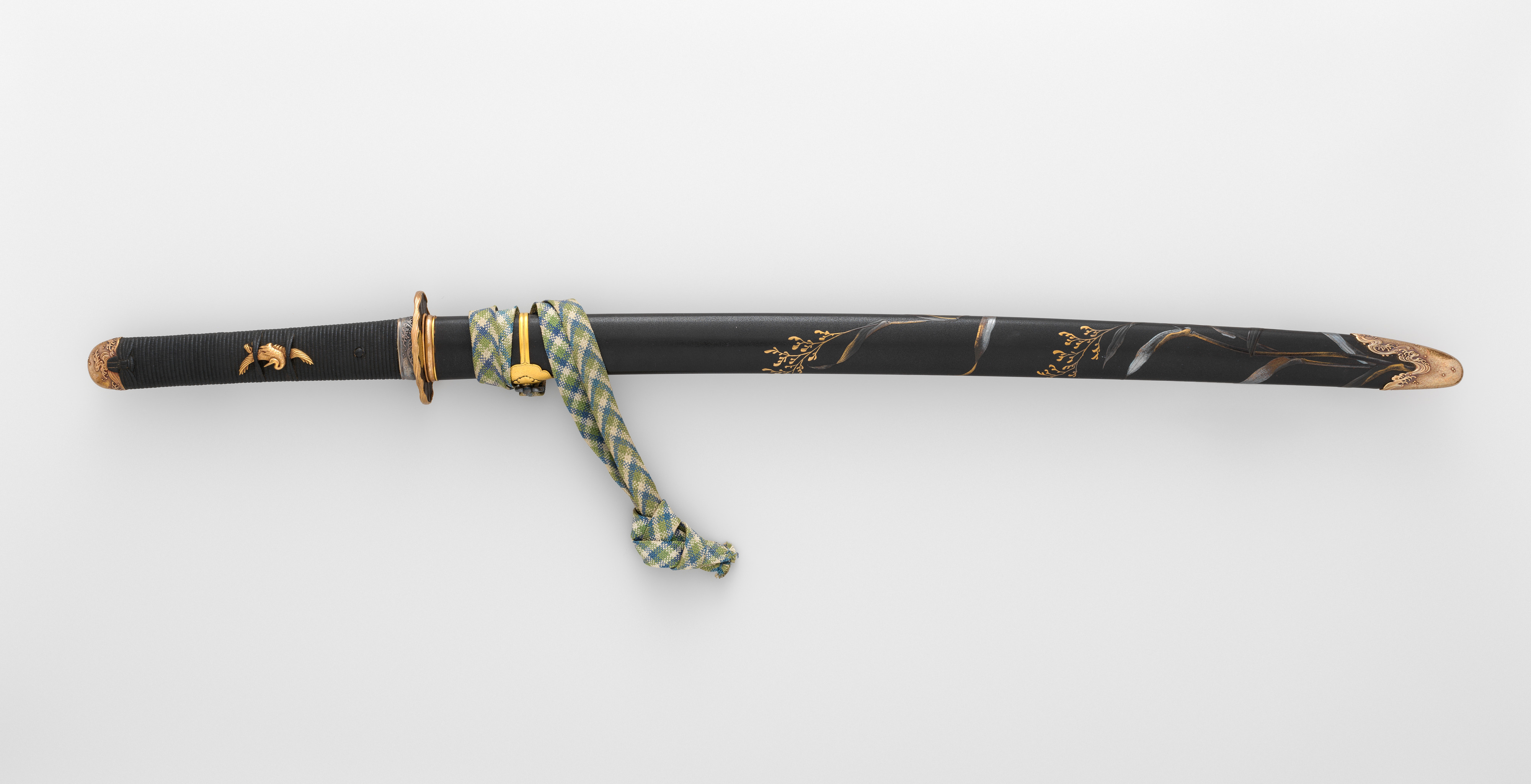 Fittings inscribed by 高本秀宗 Takamoto Hidemune | 芒蒔絵鞘突兵拵 Blade and Mounting  for a Sword (Katana) | Japanese | The Metropolitan Museum of Art