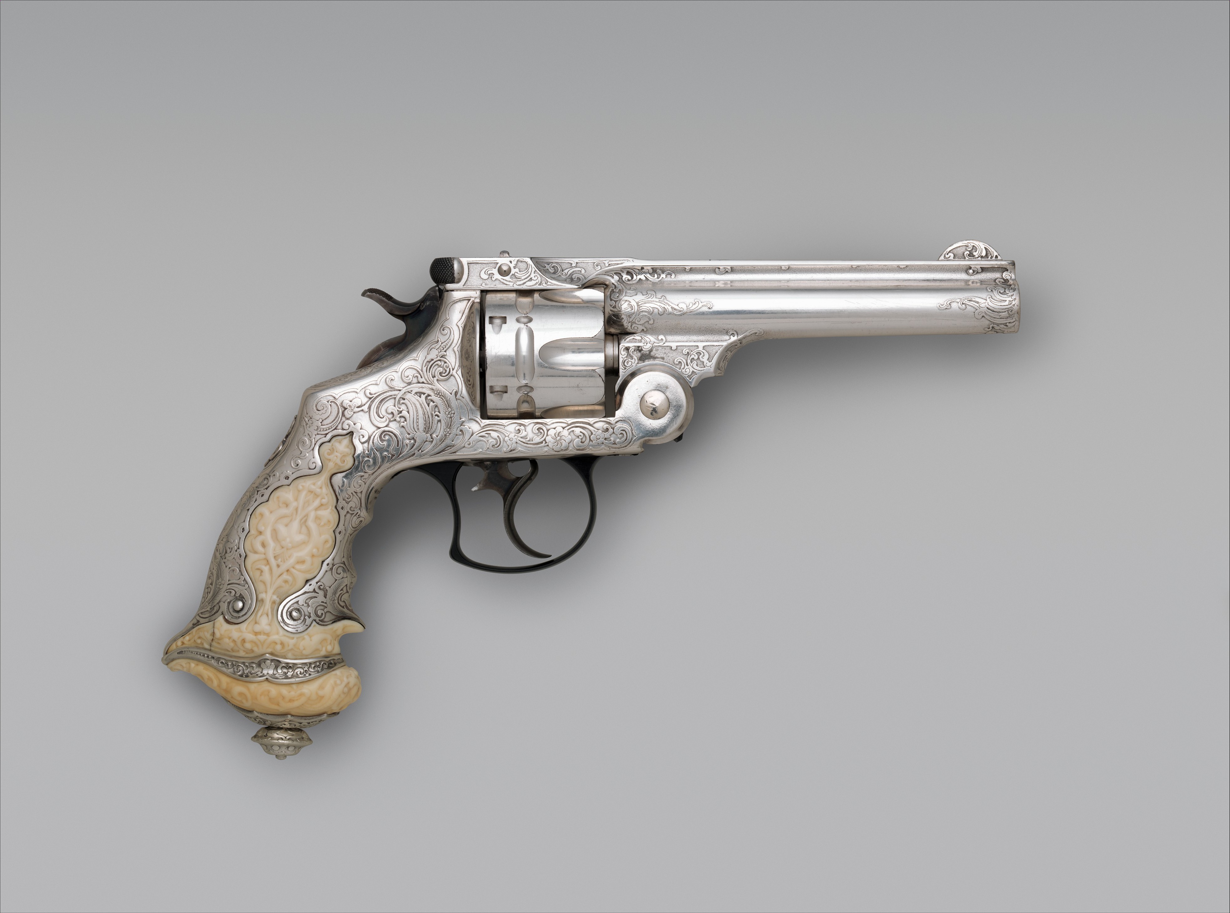 Smith & Wesson, Smith and Wesson .44 Double-Action Revolver for George Jay  Gould (1864–1923), serial no. 23402, with Case and Cleaning Brush, American, Springfield, Massachusetts and New York